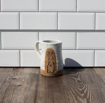 Carved Mug- Bunny – White