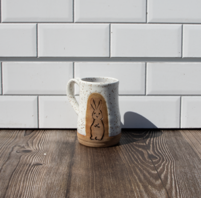 Carved Mug- Bunny - White