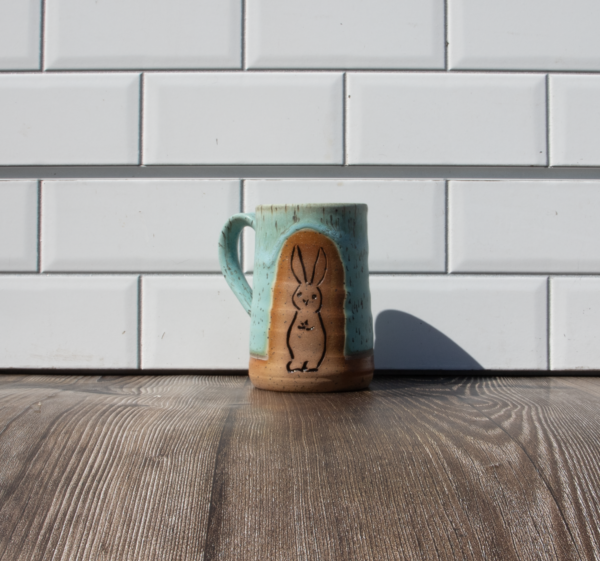 Carved Mug- Bunny - Turquiose