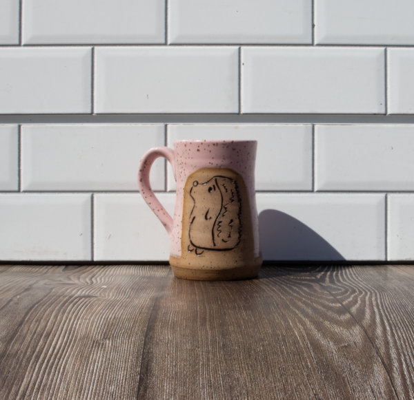 Carved Mug- Hedgehog - Pink