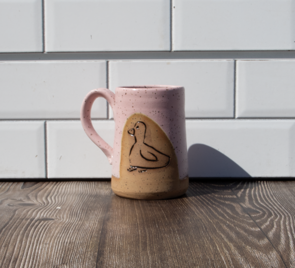 Carved Mug- Duck -Pink