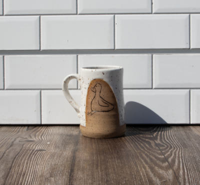 Carved Mug- Duck -White