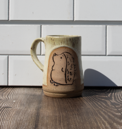 Carved Mug- Hedgehog - Yellow