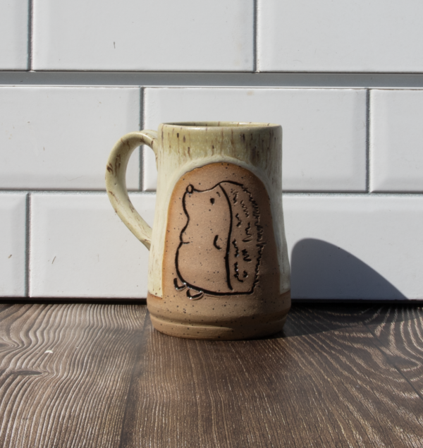 Carved Mug- Hedgehog – Yellow